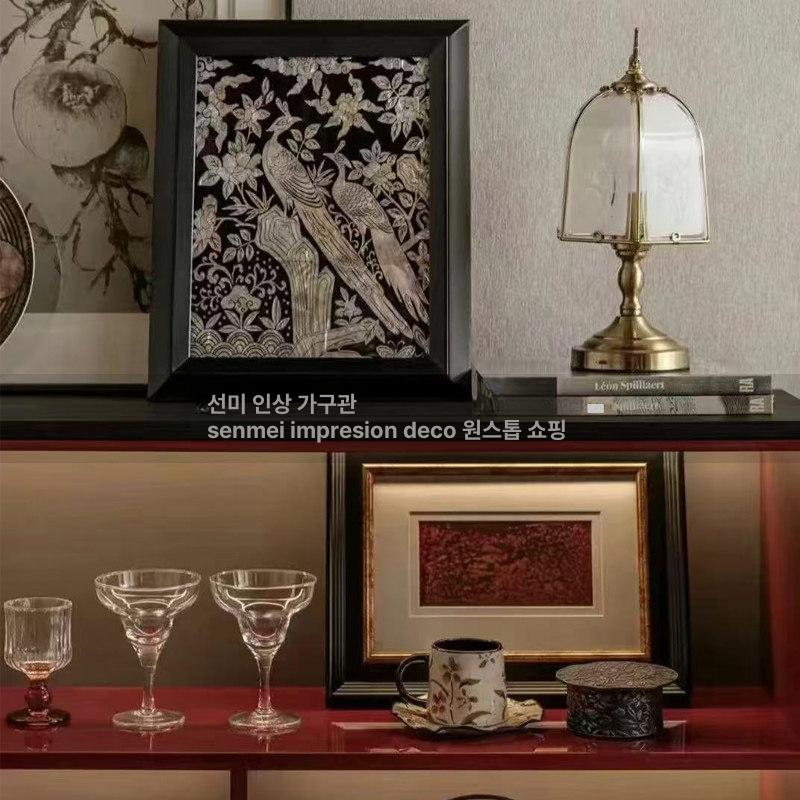 앤틱 인테리어 유리 침실 모던 빛 사이드 심플 고급 엔틱 강화 황금 바퀴 옆 코너 - 상세 이미지 3