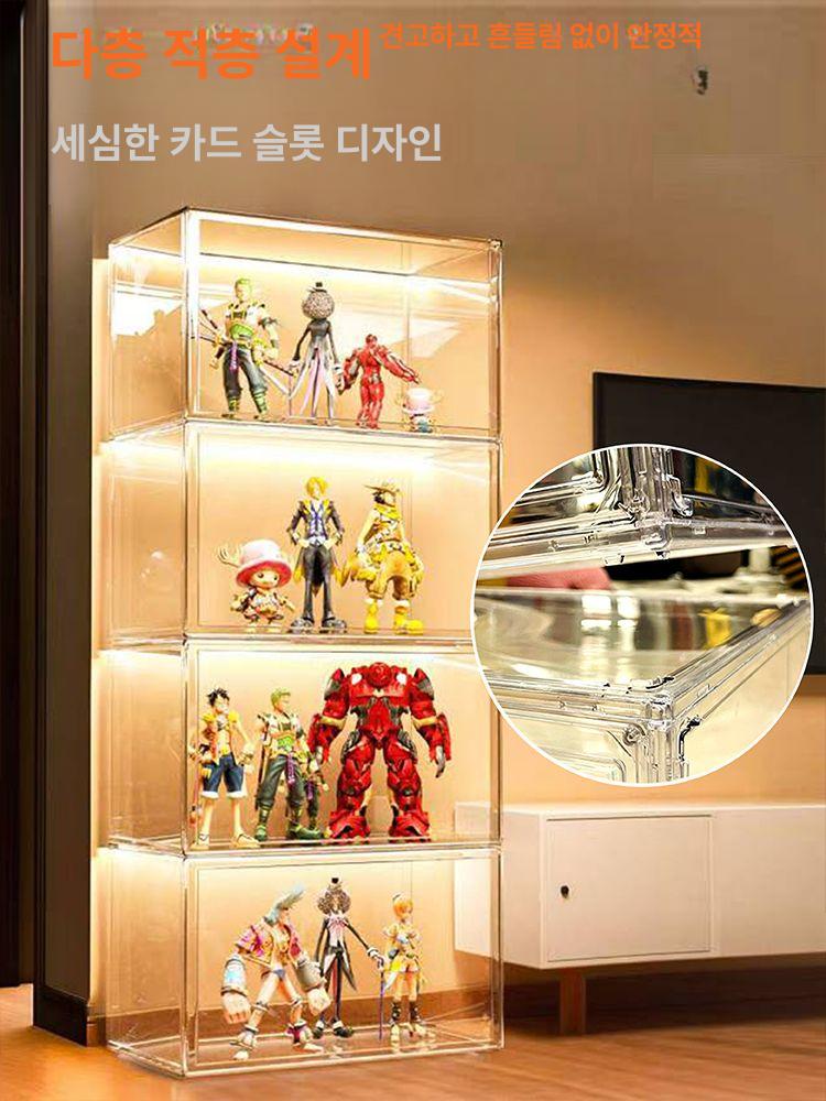 5단 장식장 미니 아크릴케이스 전시 진열대 디스플레이 수납장 기본형 계단식 - 상세 이미지 3