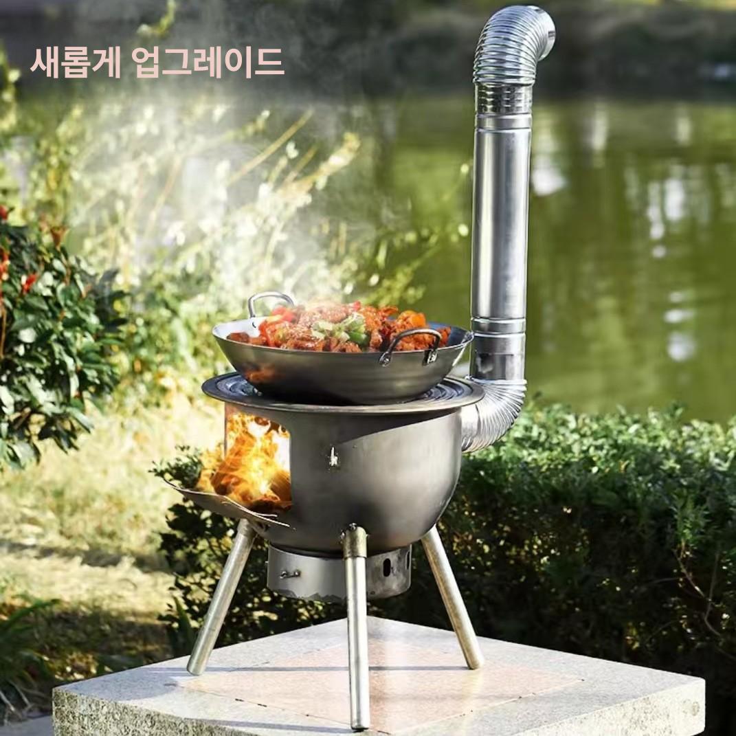 대형 화목난로 철제 바베큐 그리들받침대 장작 숯불 난로 불멍 가정용 아궁이 그릴 - 상세 이미지 3
