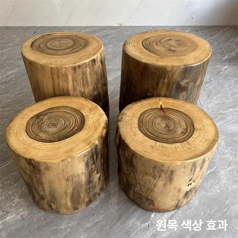 정원 원형스툴 펜션 엔틱 받침대 직경 인테리어 스툴의자 통나무의자 좌석 보조의자 - 상세 이미지 4
