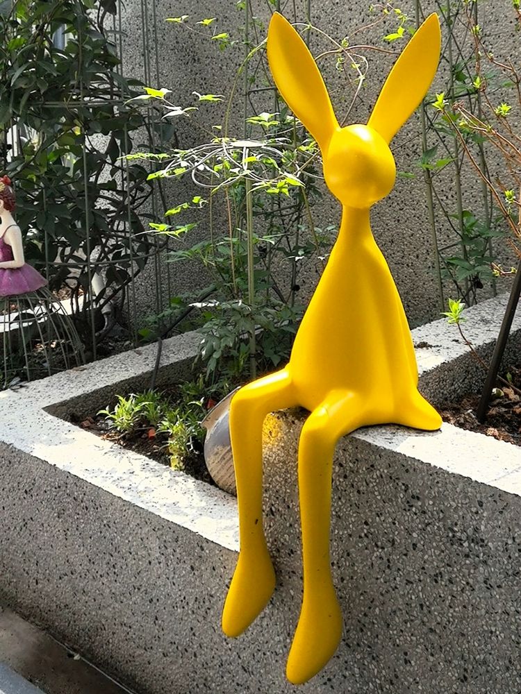 앉아있는 토끼 장식품 거실 조형물 카페 소품 오브제 소형 선물 테이블 조각상 홈 장식 - 상세 이미지 3