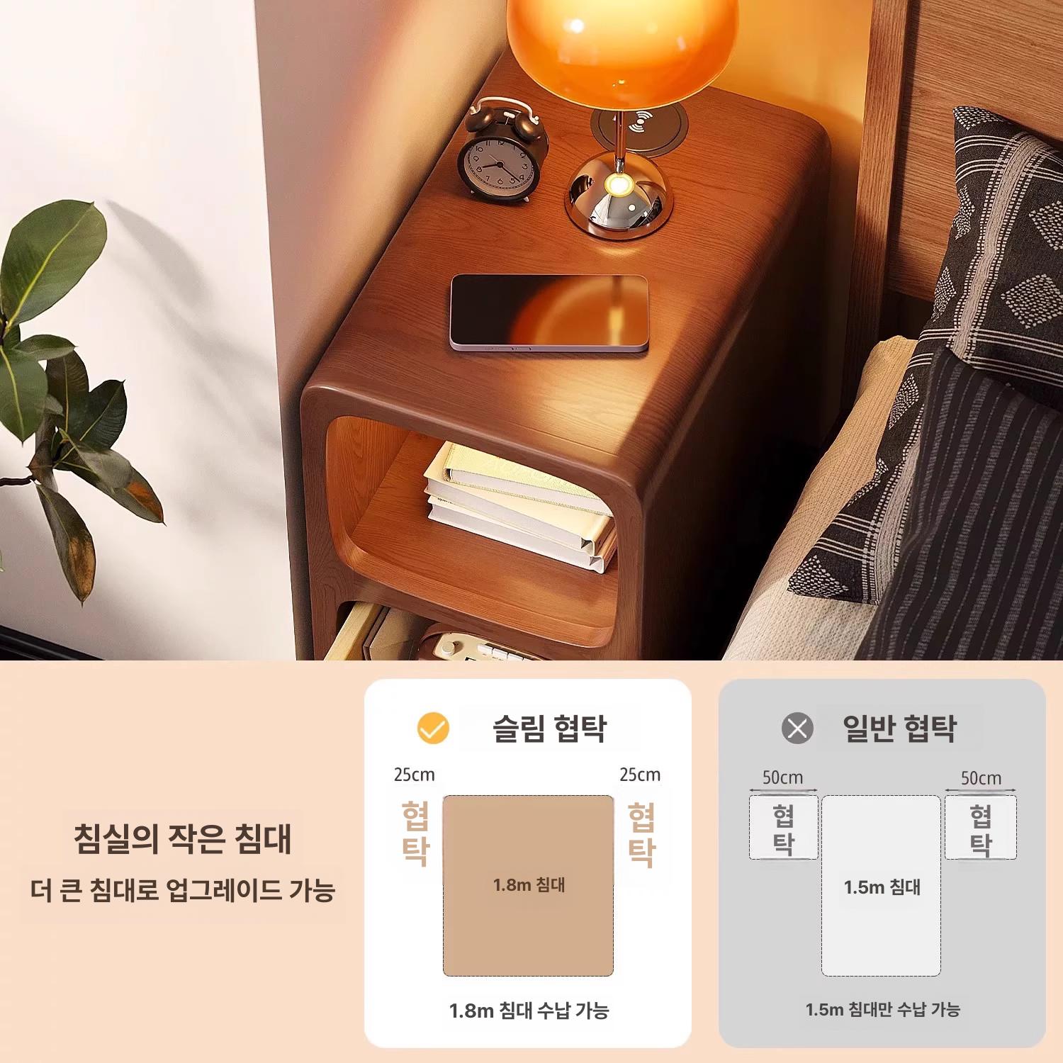 서랍장 협탁 침실 수납 선반 사이드테이블 서랍 우드 소파 인테리어 수납장 소형 침대 엔틱 - 상세 이미지 3