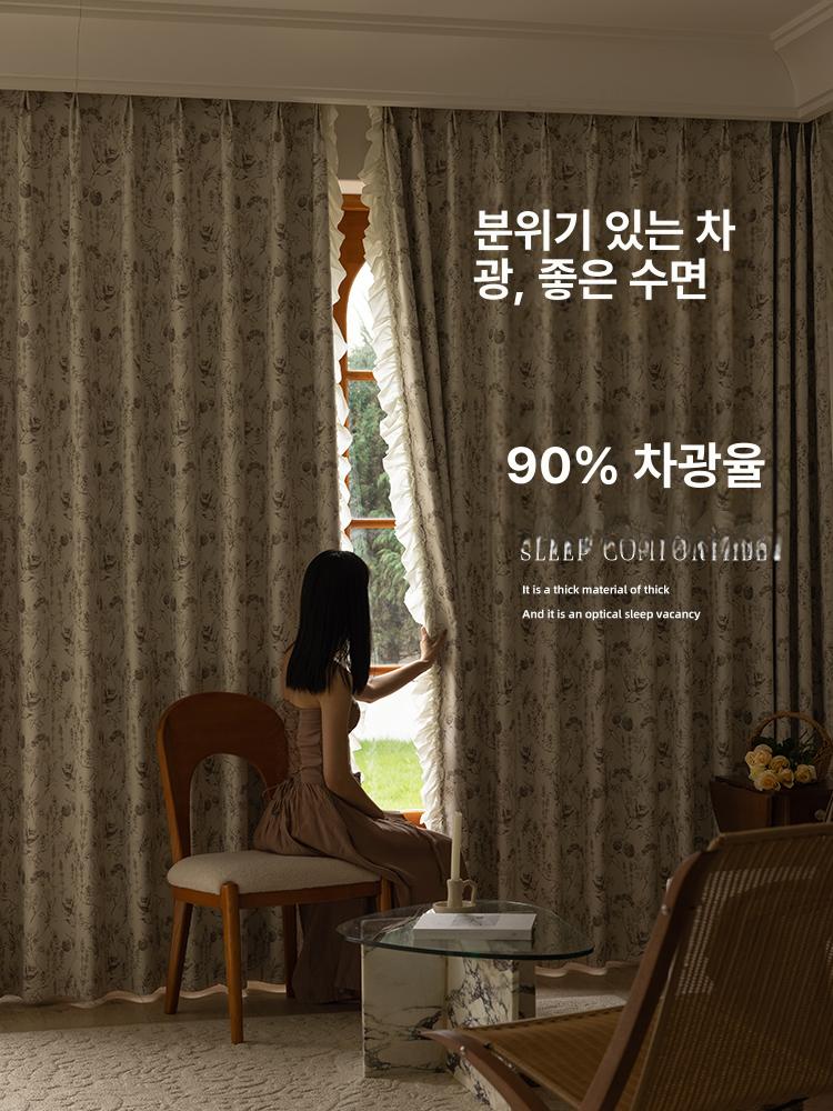 암막 엔틱커튼 레이스 유럽풍 빈티지 가장자리 갈고리미터당 프릴 가리개 헵번 장식 폭 셰닐 - 상세 이미지 5