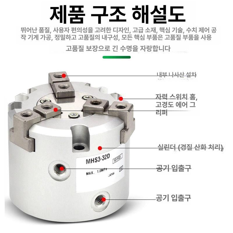 공압 핑거 자동화 병렬 부품 에어척 에어실린더 그립퍼 기계용 로터리 집게장치 - 상세 이미지 5