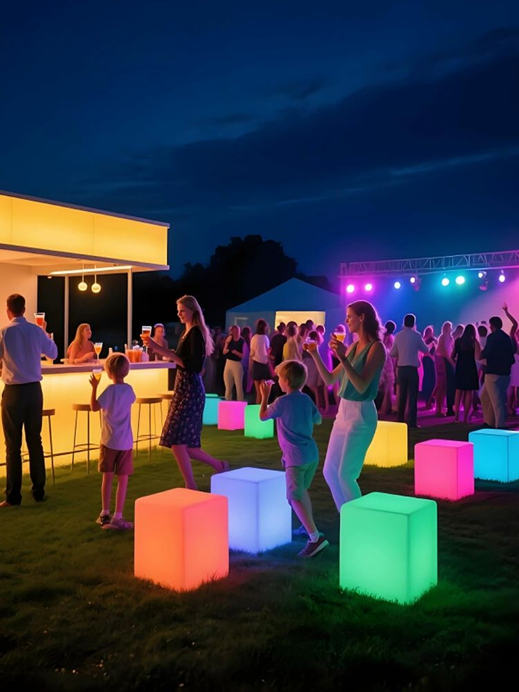 큐브 조명 충전식 인테리어 파티 스툴 루프탑 램프 마인크래프트 자석 테이블 모델 테라스 - 상세 이미지 4