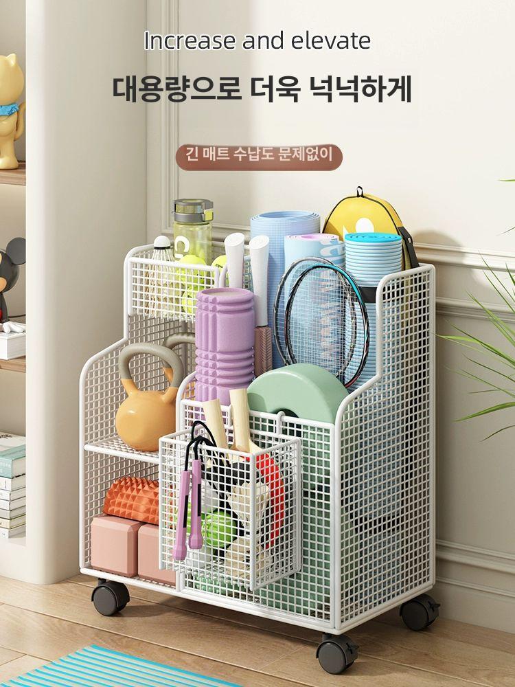 수납선반 요가매트정리대 이동식 홈트레이닝 운동 폼롤러 필라테스 바퀴 보관대 용품 - 상세 이미지 3
