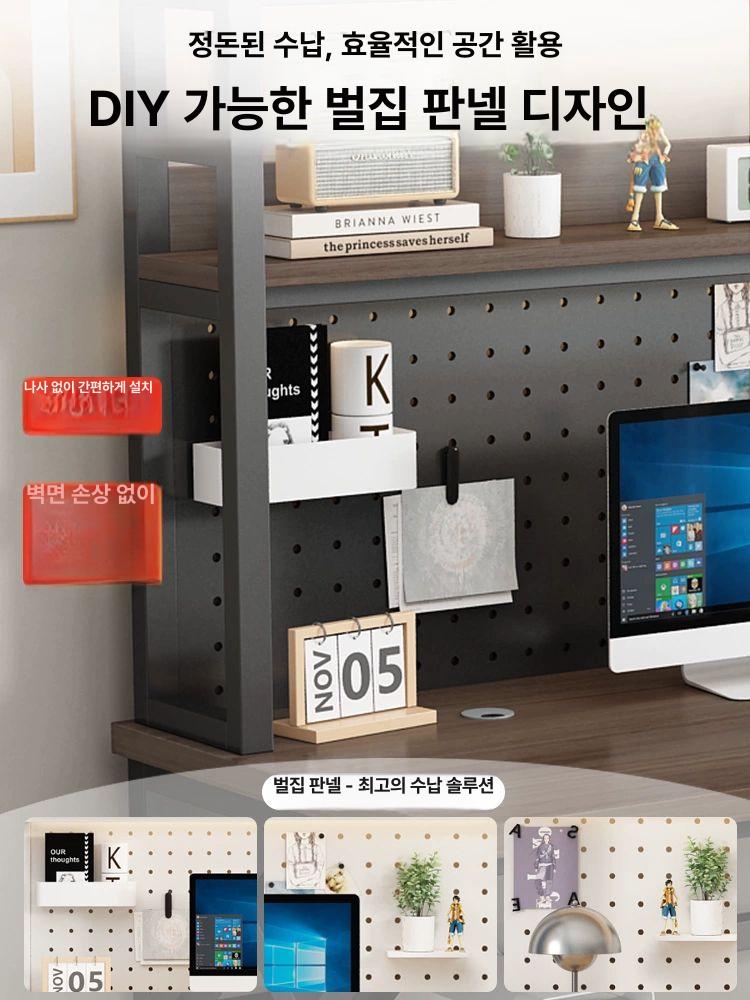 철제 게이밍 책상 2단 수납 컴퓨터 작업 조립식 테이블 사무용 선반 - 상세 이미지 4