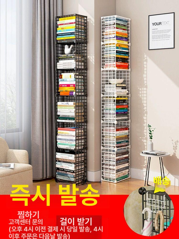 키큰 책장 슬림 수납장 도어 폭좁은 모던 아이보리 틈새 틈새수납장 코너형 빌트인 서재 - 상세 이미지 2
