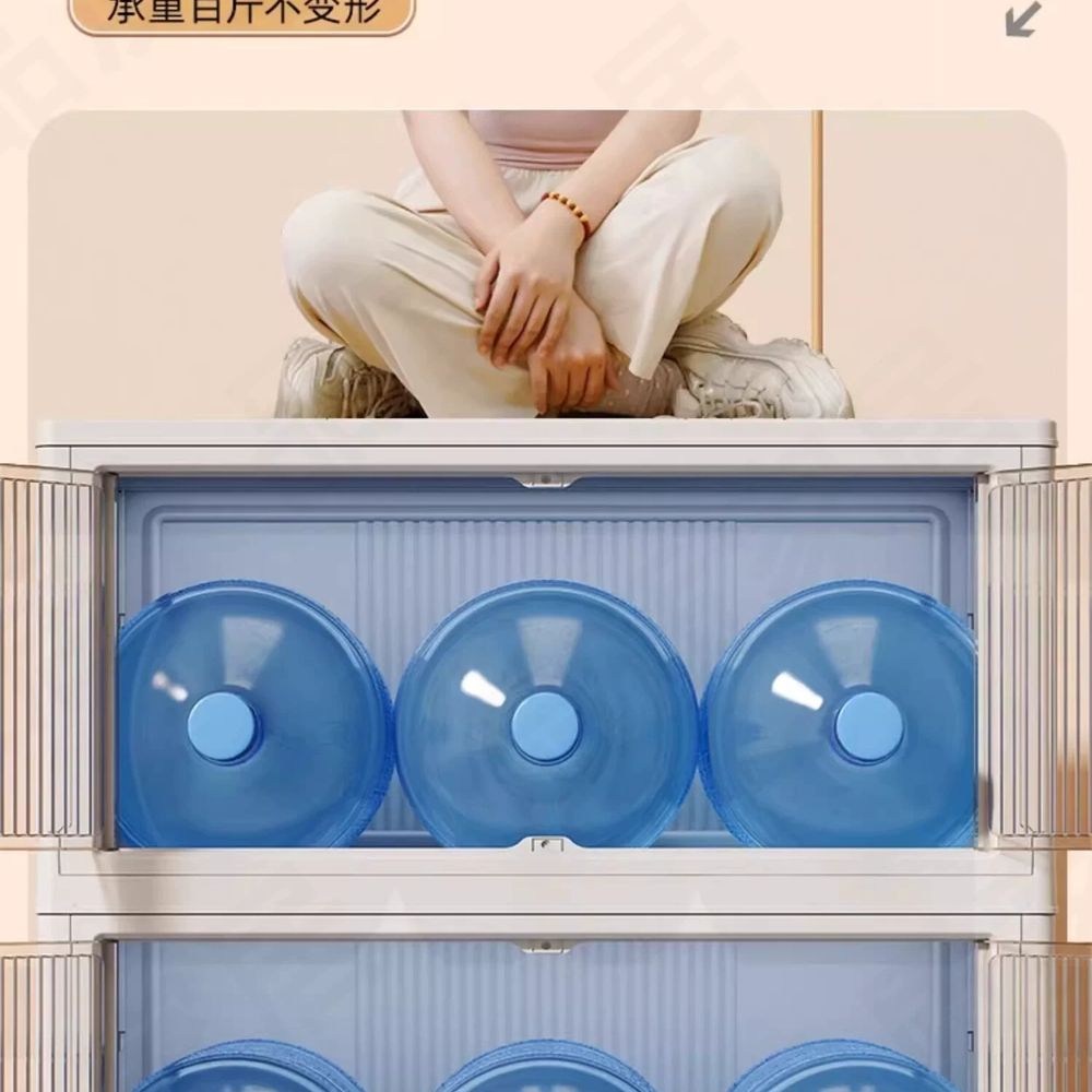 접이식 수납장 철제 양문형 폭 다용도 캐비닛 수납함 팬트리 가정용 트윈폴딩 너비 - 상세 이미지 5