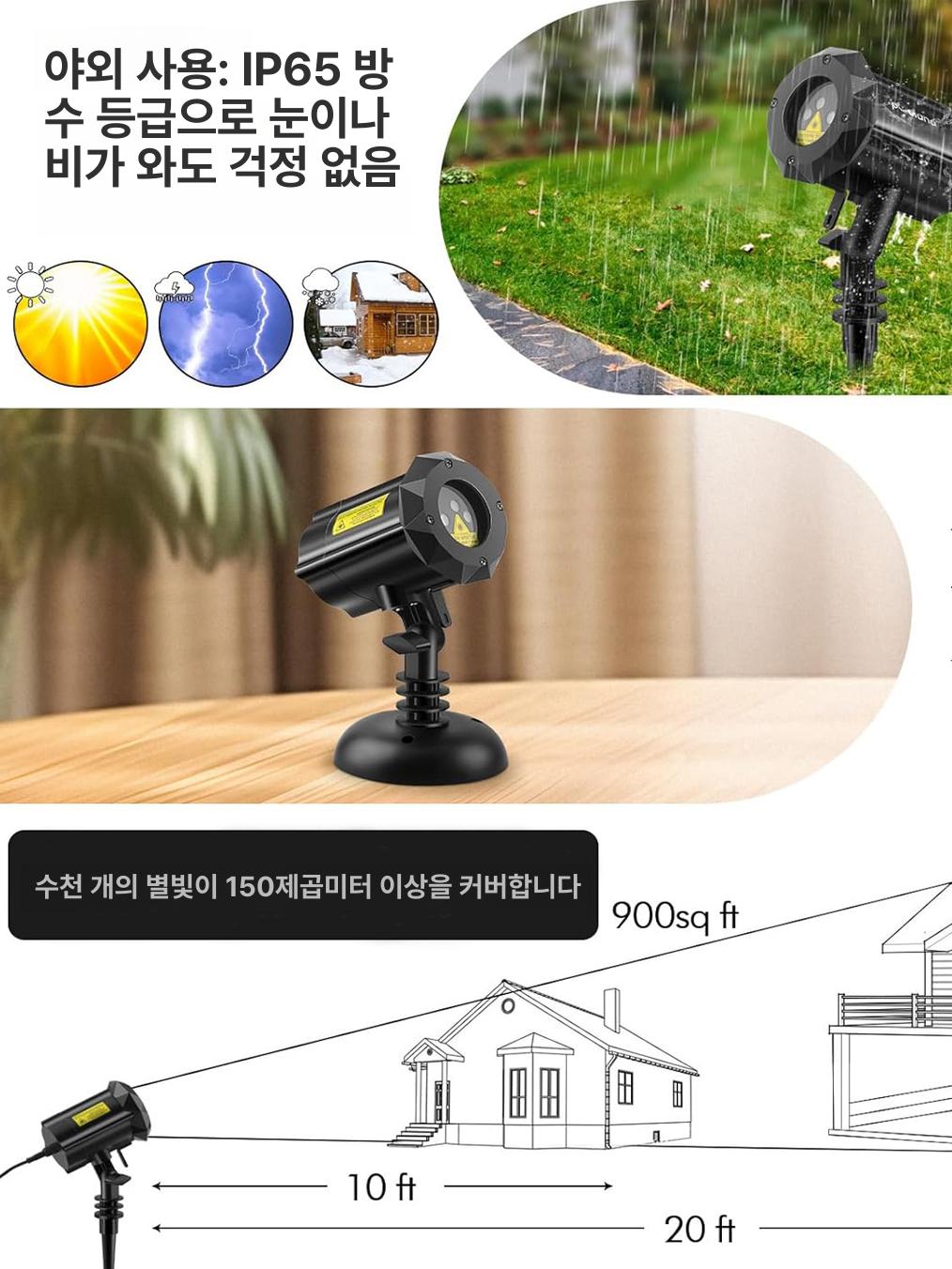 프로젝터 야외조명 잔디 실외 무드등 은하수 별빛레이저 램프 조경 반딧불레이저 - 상세 이미지 3