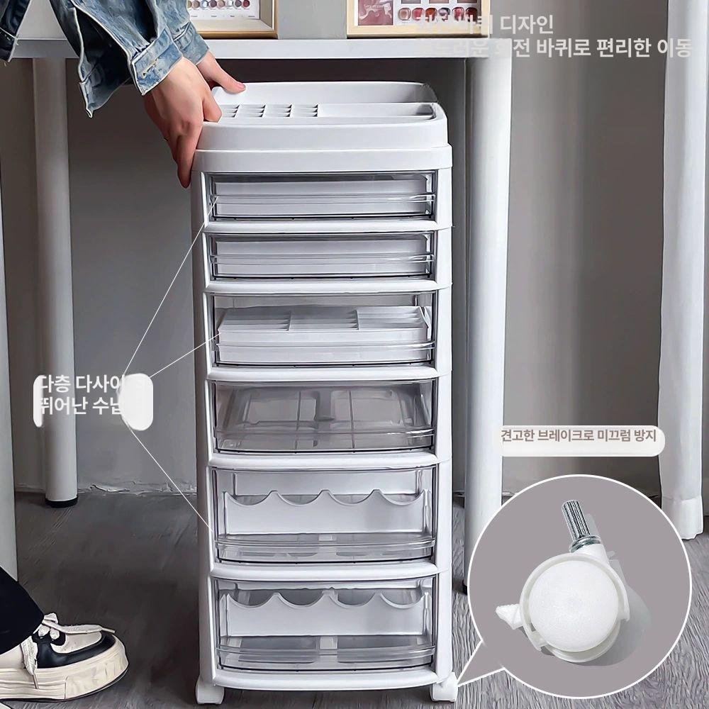 이동식 화장대트롤리 메이크업 바퀴 화장품 수납장 전문가용 서랍형 보관함 다층 뷰티 - 상세 이미지 4
