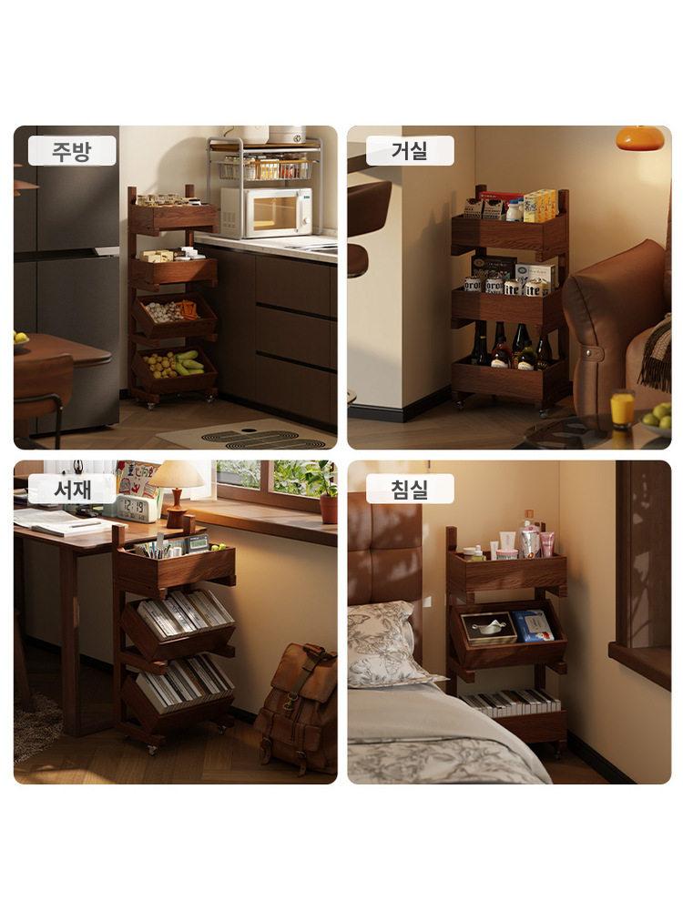 도서 진열대 원목 우드 책장 진열장 스탠드 책꽂이 서점 매거진랙 이동식 북카트 랙 대형 - 상세 이미지 2