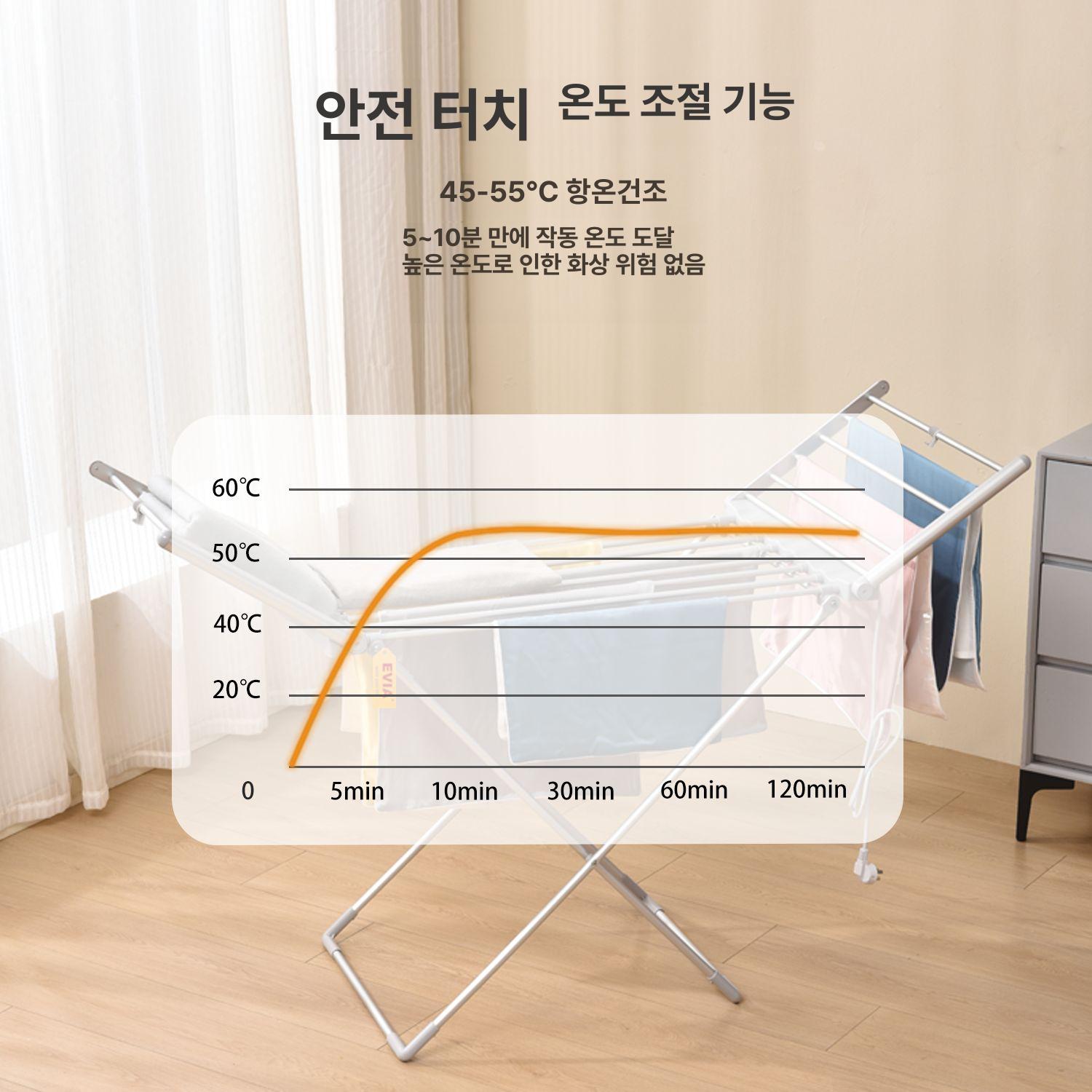 건조기 온열건조대 접이식 날개형 가정용 실내 열선 전기 히팅 온열빨래대 - 상세 이미지 3