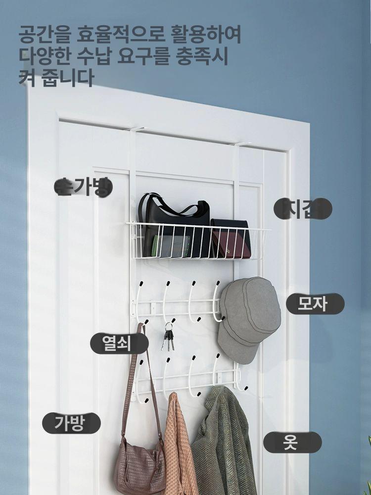 못없이 다용도걸이 문뒤 도어 투명 행거 걸이 못없이액자걸기 코트 선반 뒤에 틈새 다용도 - 상세 이미지 5