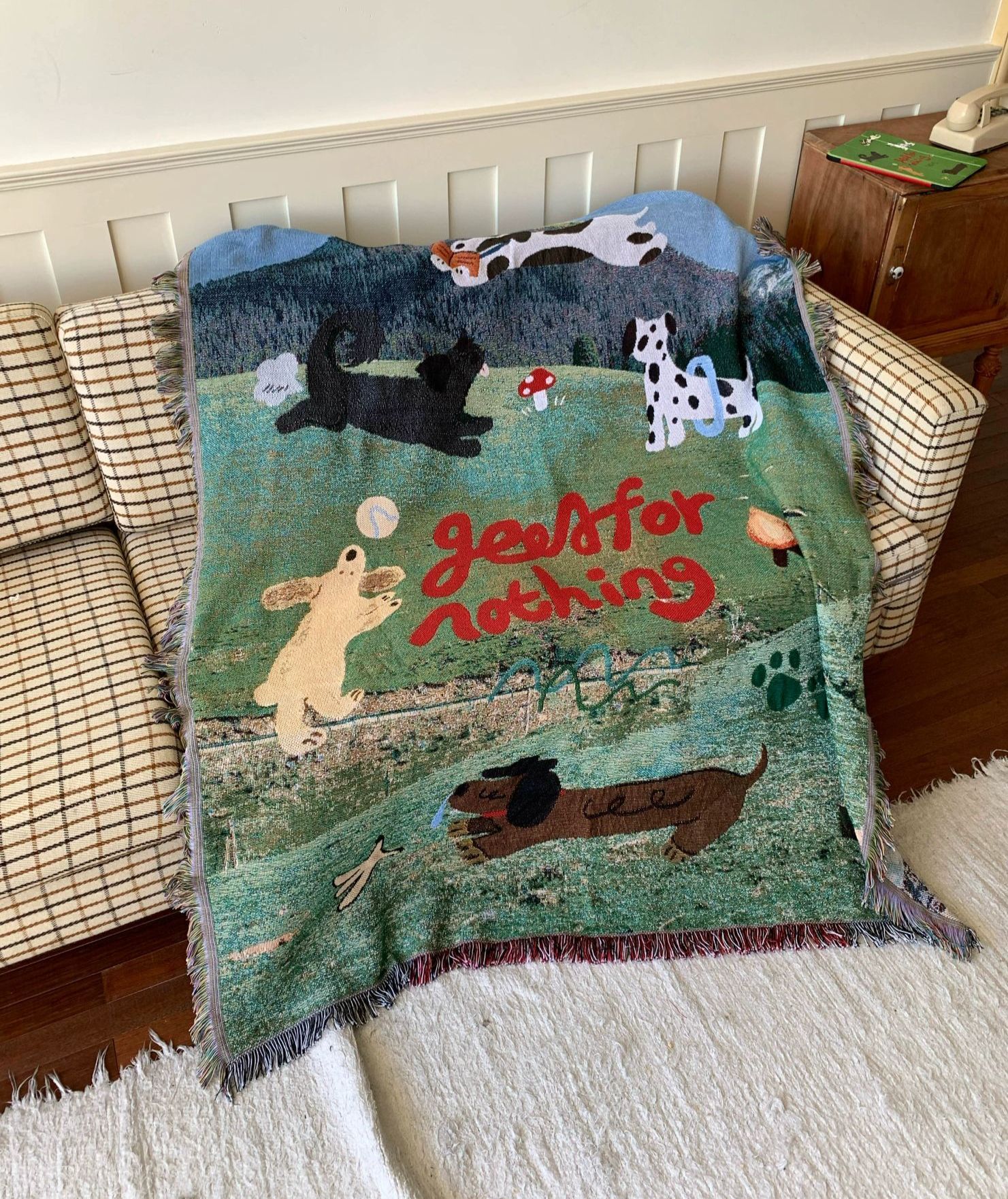 무릎 블랭킷 피크닉 대형 러그 담요 극세사 패브릭포스터 빈티지 패턴 태피스트리 - 상품 이미지
