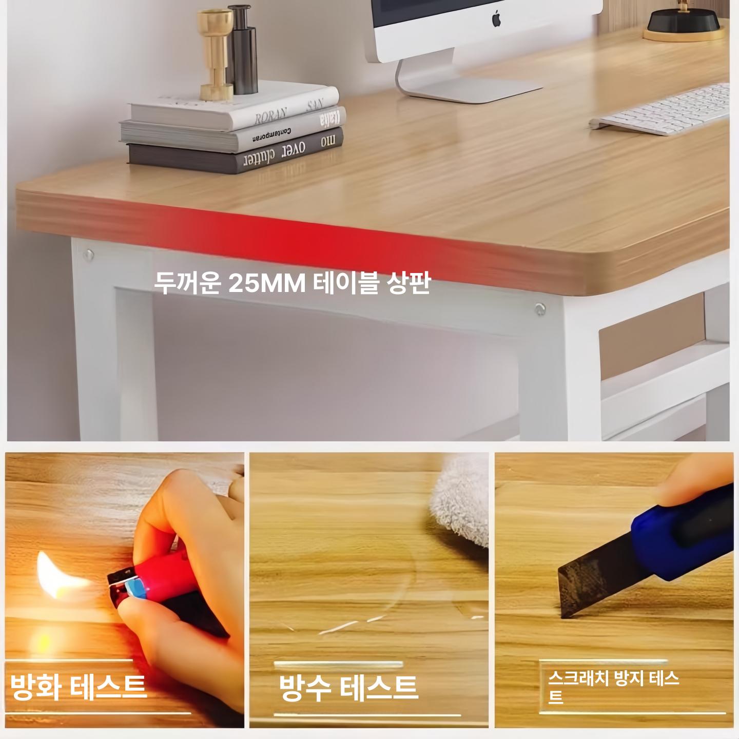 공간활용 바퀴달린책상 간이 데스크 다용도 탁자 프레임 침대테이블 원목색 원룸 - 상세 이미지 3