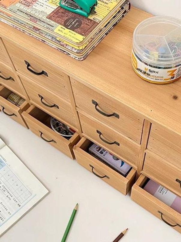 빈티지 수납장 전통 문갑 진열장 보관함 복고풍 약재 한의원 캐비닛 서랍 협탁 양문 - 상세 이미지 4