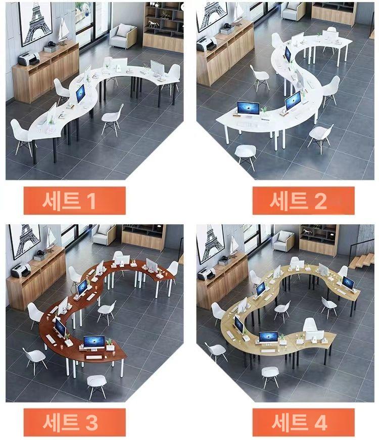 육각형 책상 미술학원 사무실 공부방 사다리꼴 교습소 스터디 그룹 토의 사이즈 - 상세 이미지 2