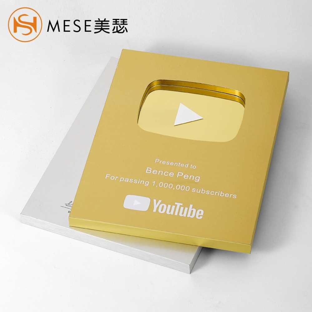 유튜브 골드 실버 인플루언서 장식 구독자 선물 버튼 액세서리 영상 라운드 사진 - 상세 이미지 2