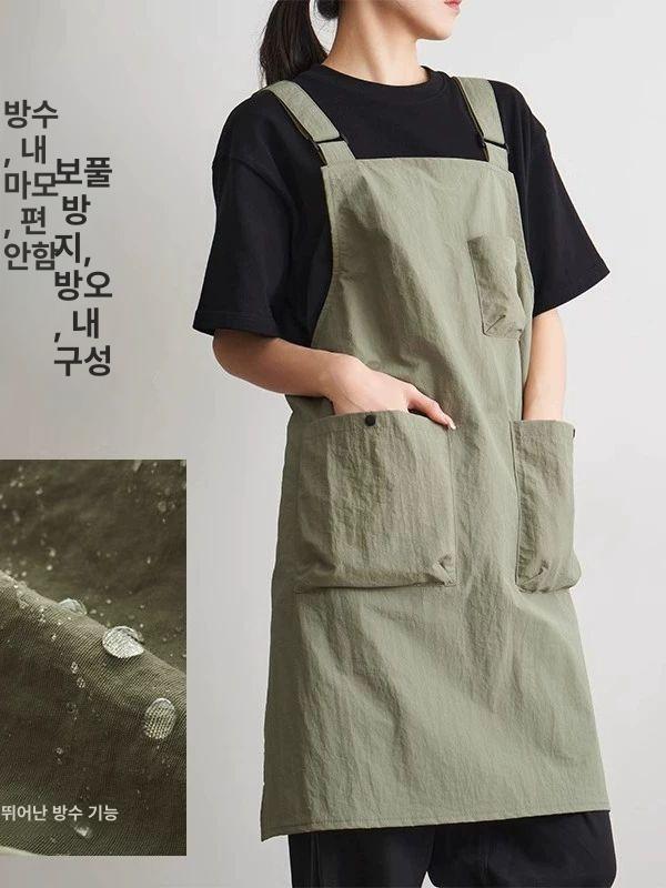 숏앞치마 작업복 작업 베이커리 방수 그린 에이프런 공방 앞치마 - 상세 이미지 2