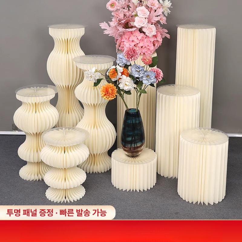 원통 전시대 디스플레이 매장 디피 스탠드 기둥 받침대 사각 종이 조각 전시 인테리어 소품 - 상세 이미지 3