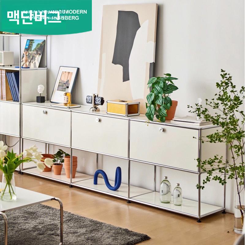 저가형 모듈서랍장 고급형 도어 화이트색 수납장 철제 조립 협탁 캐비닛 모던 디자인 - 상세 이미지 3