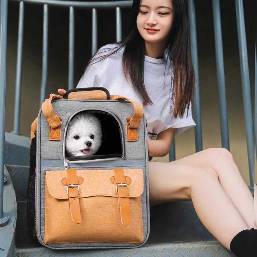 고양이 이동장 반입 외출용 케이지 강아지백팩 배낭 포대기 네모백팩 스누피 위고백 - 상세 이미지 4