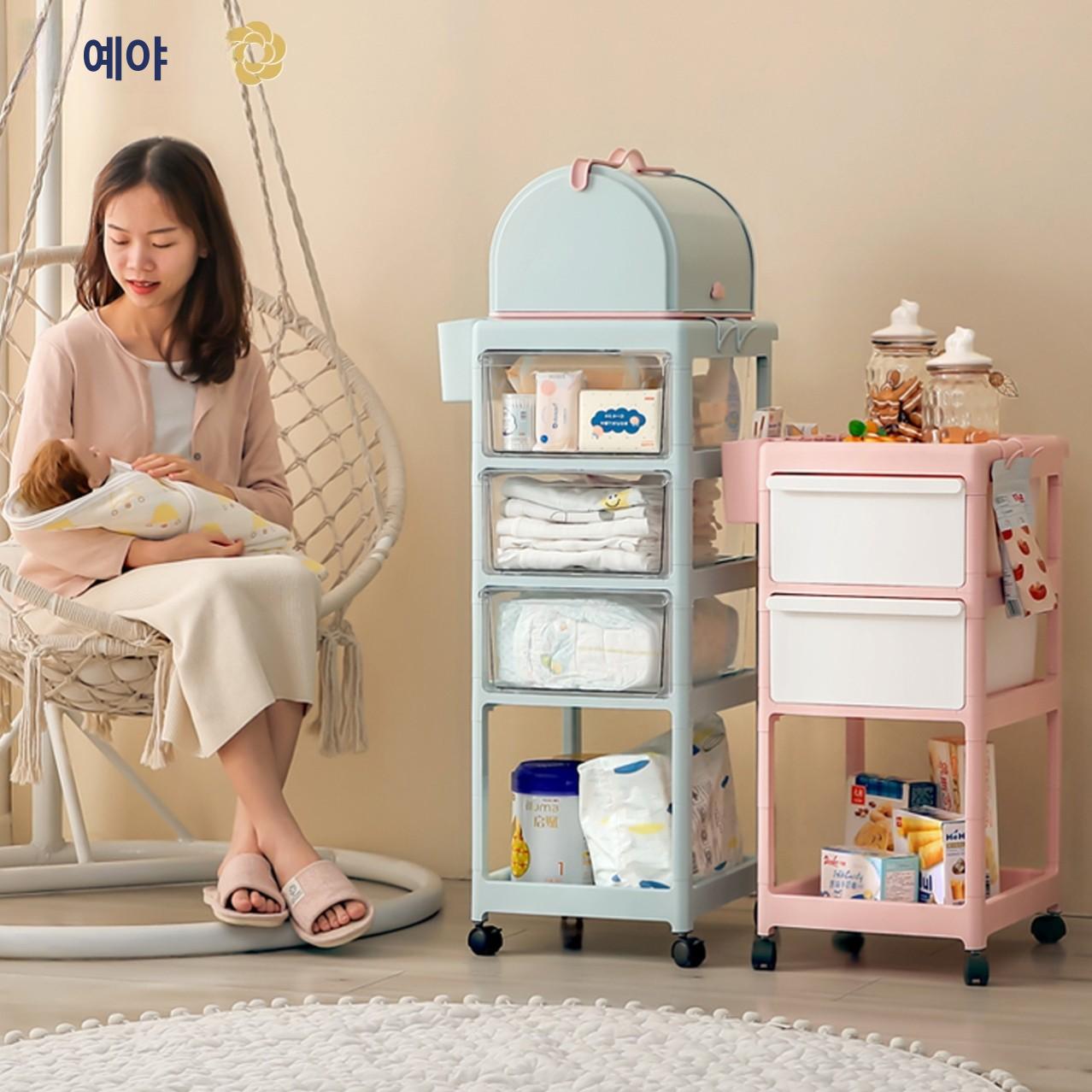 용품 바퀴달린수납장 블루 바퀴선반 카트 서랍형 캐스터 바퀴수납장 수납함 - 상세 이미지 2
