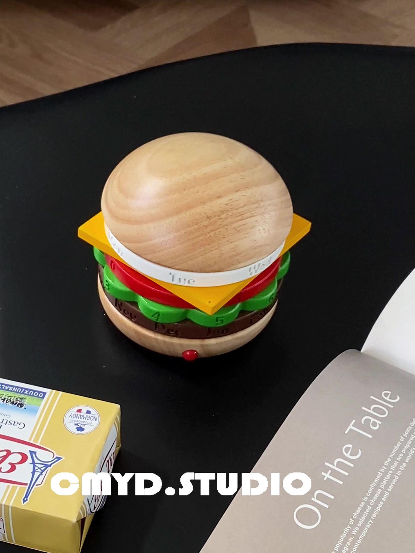 햄버거 만년달력 탁상 귀여운 새해선물 인테리어 오브제 데코 빈티지 디자인 장식 - 상세 이미지 4