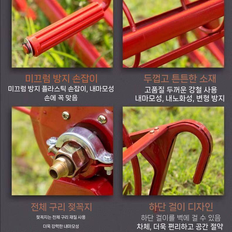 농업용 수도관 수납 정리기 권취기 거치대 농약 물호스릴 분사기 세차 릴호스 물호수 청소 A모델 100m 베어 메탈 (옐로우) - 상세 이미지 3