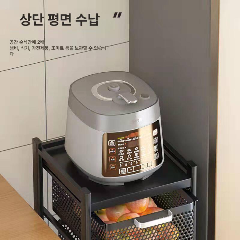 철제 주방트롤리 카트 틈새수납장 정리 바퀴 슬라이드 이동식수납장 트롤리수납장 - 상세 이미지 3