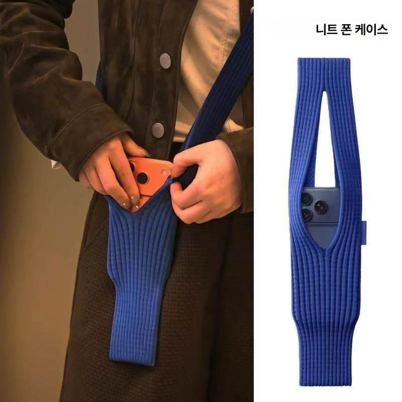 애플 아이폰 디자인 니트 휴대폰 가방 미니 휴대용 숄더백 - 상세 이미지 3