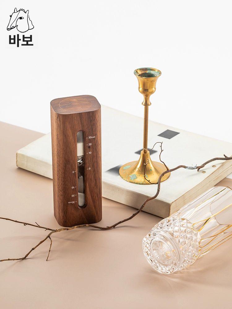 탁상 모래시계 원목 테이블 모래 양치 탁상시계 엔틱 타이머 미니 컬러 사우나 시계 데코 - 상세 이미지 3