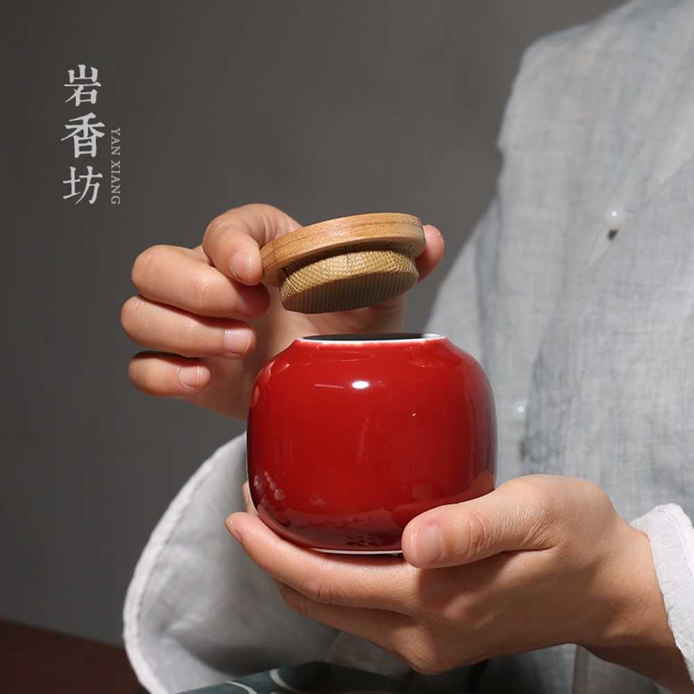 휴대용 원목 수납함 다도 도자기 차보관함 죽선적 감 티박스 보관통 용품 - 상세 이미지 3