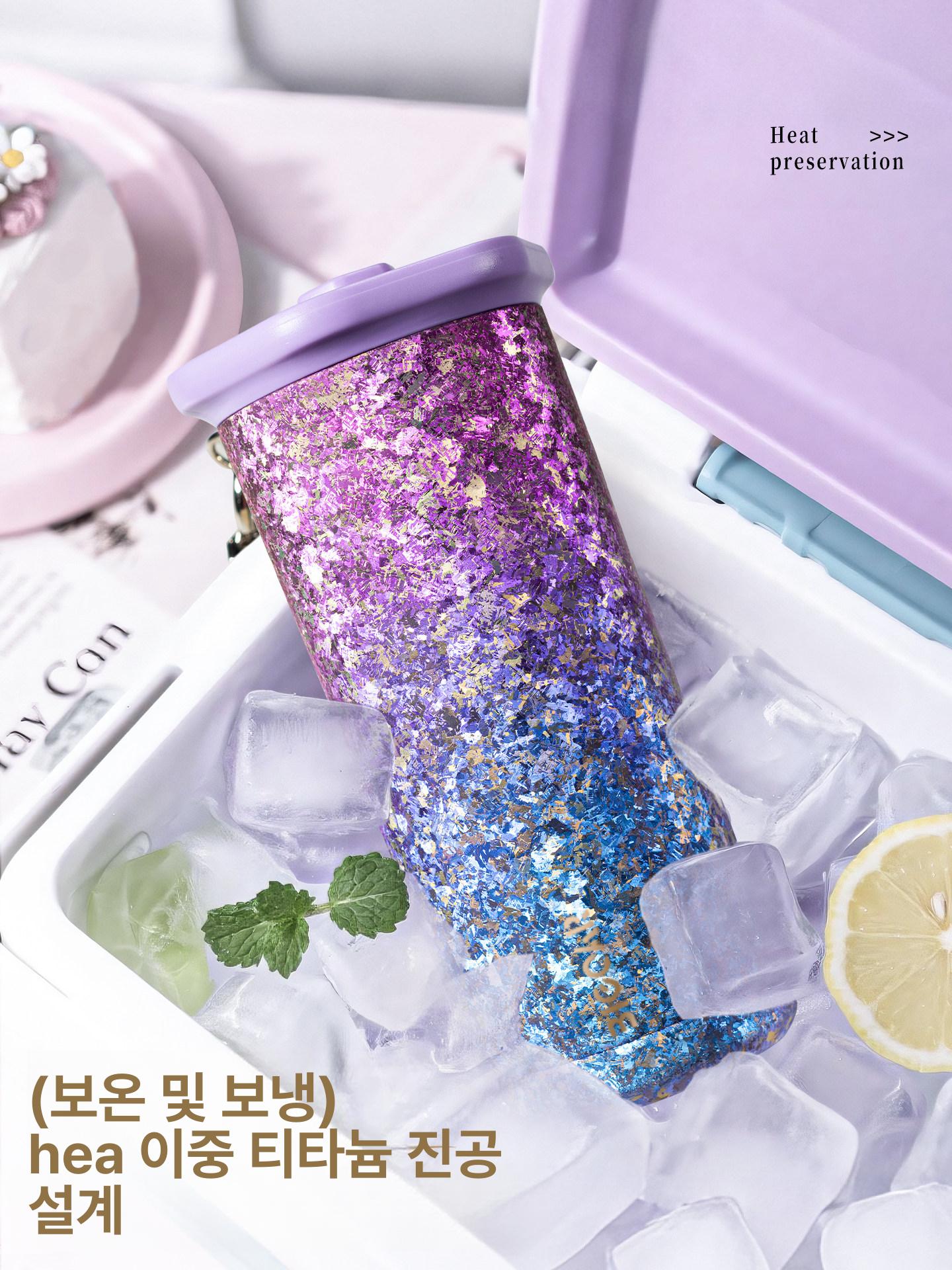 티타늄 보온 보냉 텀블러 빨대컵 빨대텀블러 차량용 휴대용 여행용 선물용 캠핑용 컵 - 상세 이미지 4