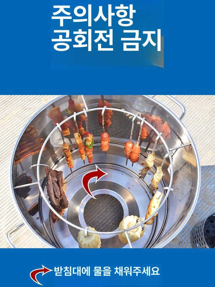 스테인리스 항아리 대형 바베큐 그릴 훈연 온도계 오븐 화덕 석쇠 통삼겹 화로대 - 상세 이미지 4