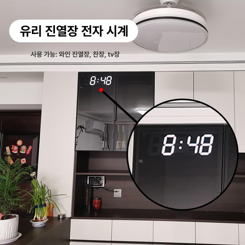 LED 벽걸이시계 온습도 전자달력 우드 인테리어 수신 무타공 대형 무소음 충전형 디지털 - 상세 이미지 3