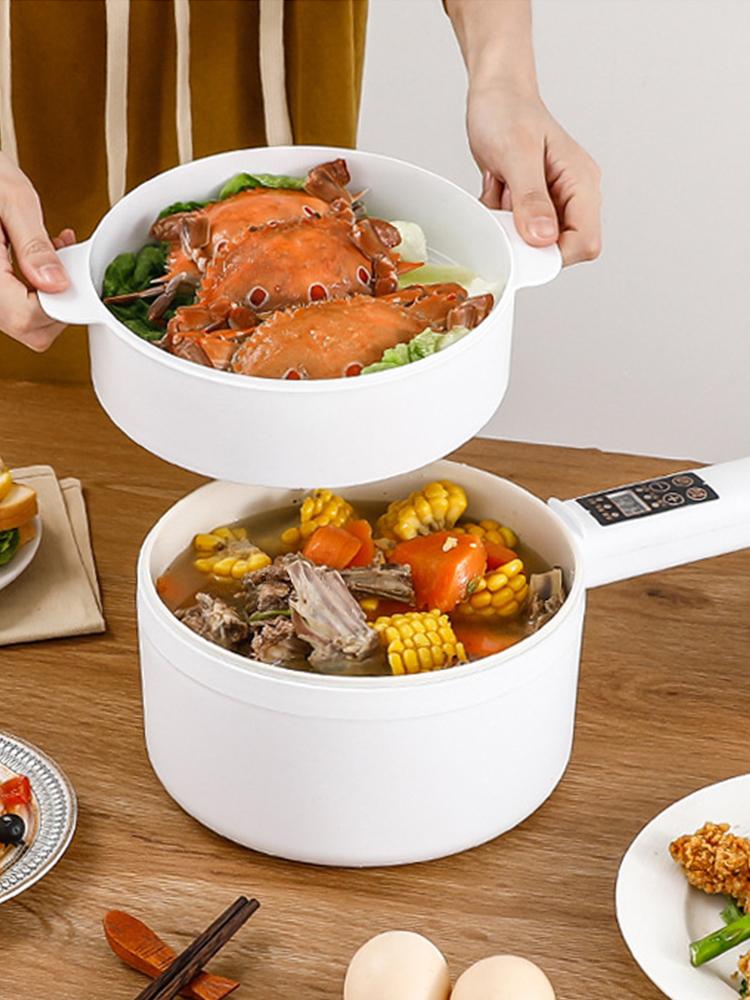 2단 멀티쿠커 세라믹 기계식 포함 조절 플로라 포트 멀티 쿠커 화이트 안감찜통 먹색 찜기 - 상품 이미지