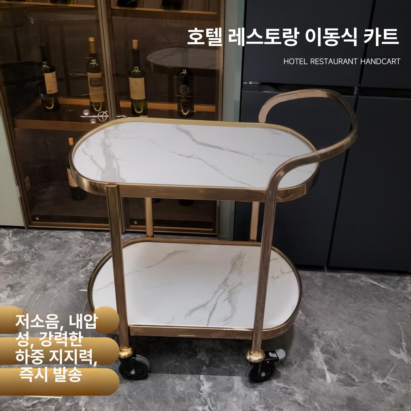 2단 트롤리 업소용 서빙 식당 우드 주방 주방카트 왜건 웨건 서빙카트 플라스틱 트레이 - 상세 이미지 3