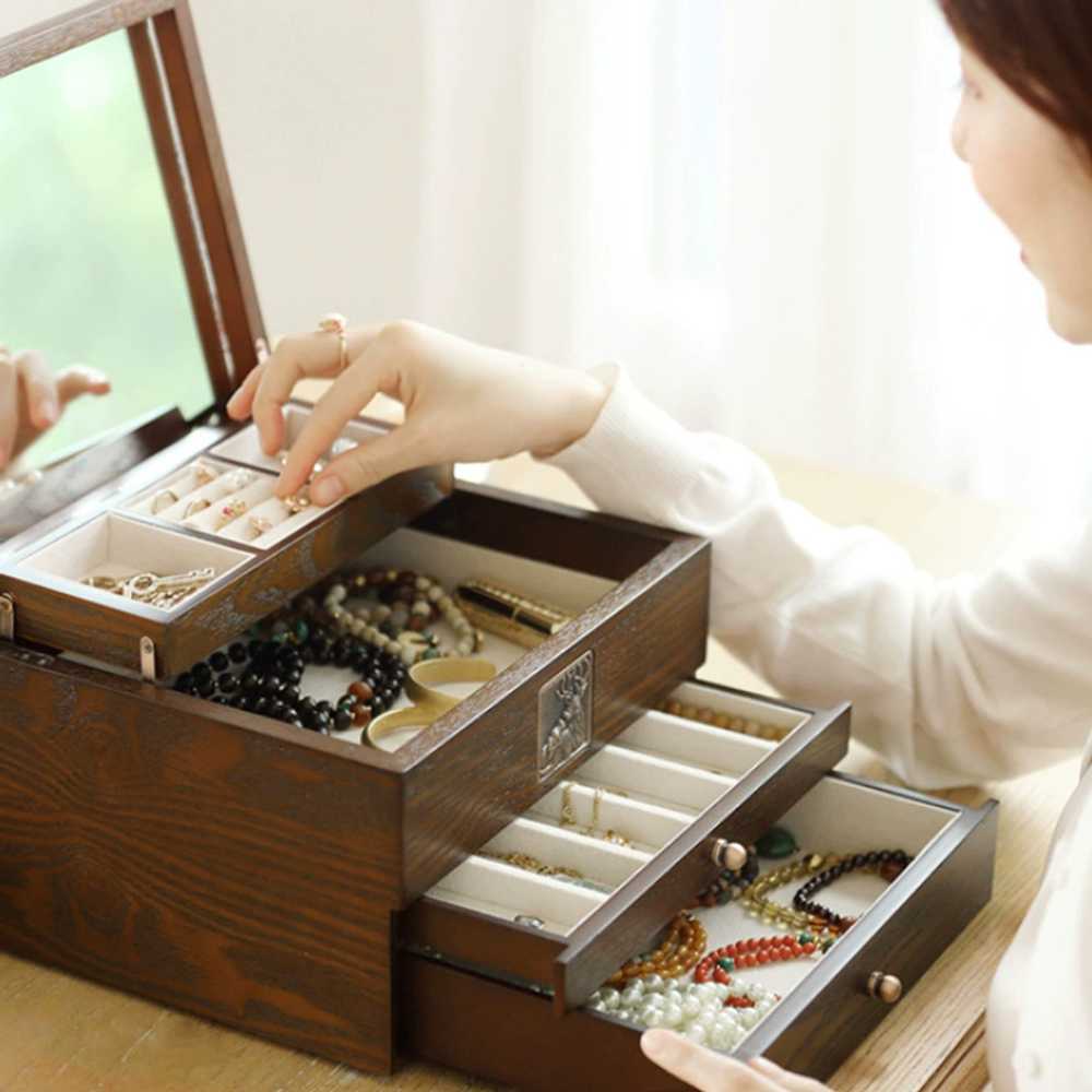 원목 액세서리 귀걸이 보관함 목걸이 우드 주얼리 쥬얼리 전통 케이스 고급 보물상자 - 상세 이미지 3