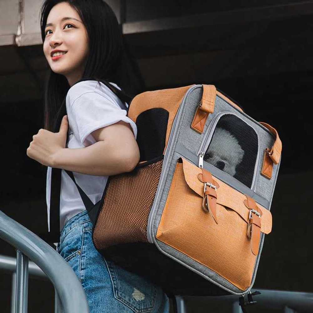 고양이 이동장 반입 외출용 케이지 강아지백팩 배낭 포대기 네모백팩 스누피 위고백 - 상세 이미지 2
