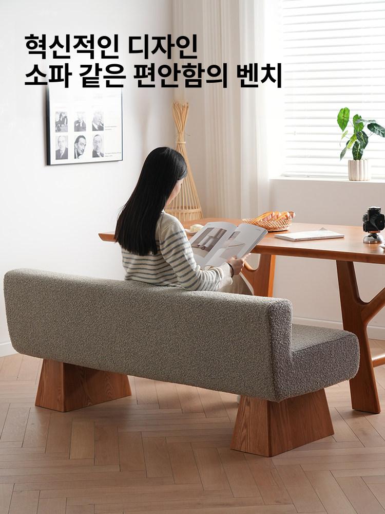 벤치형 소파 패브릭 소형 현관벤치 대기 나무 거실평상 편백나무쇼파 침실 거실 체어 긴소파 - 상세 이미지 4