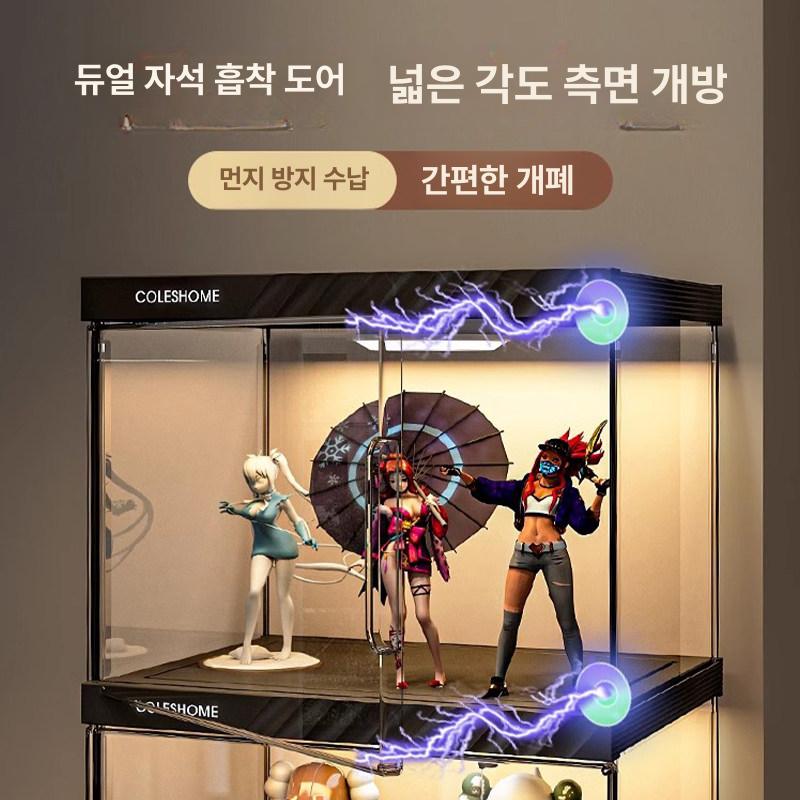 진열장 아크릴 투명 전시 조명 대형 인형 케이스 장식장 디스플레이 보관함 박스 수납함 - 상세 이미지 2