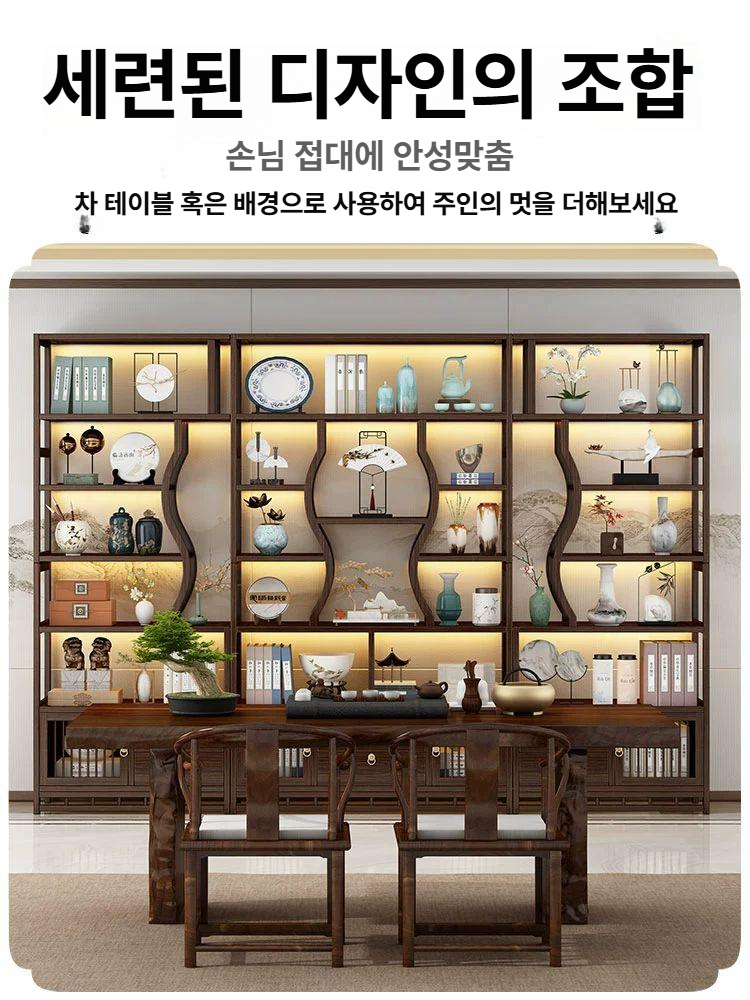 원목 수석진열장 도자기 거실 디스플레이 엔틱 심플 빈티지 장식 수납 - 상세 이미지 2