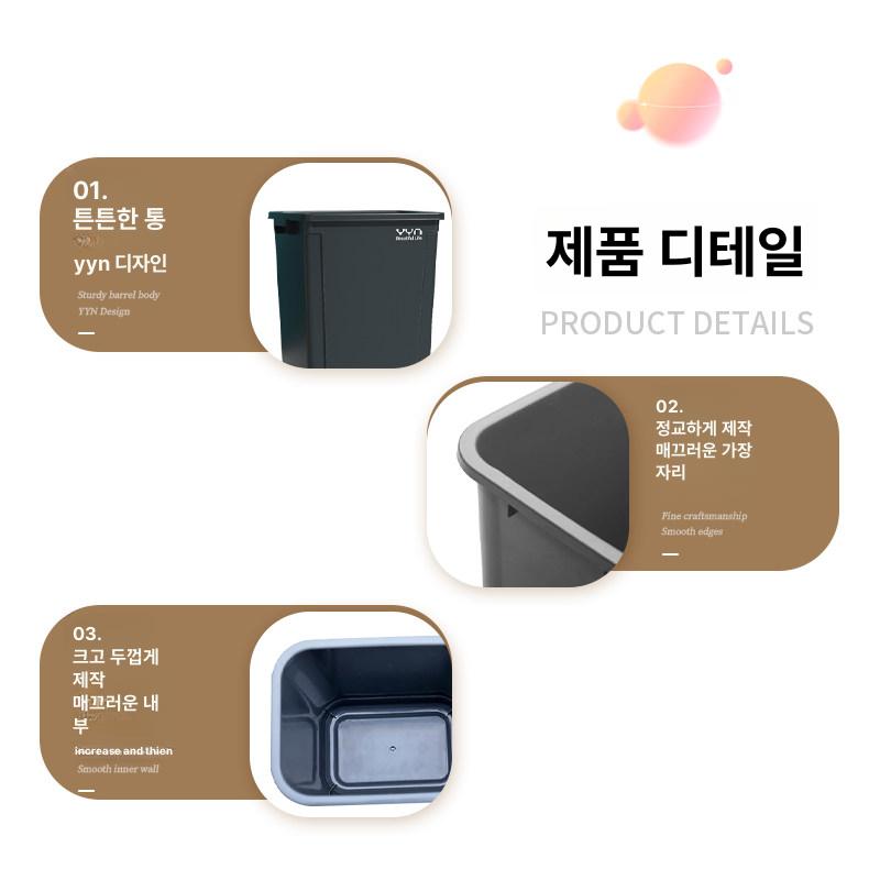 접이식 휴지통 업소용 바퀴 쓰레기통 분리수거함 원통 페달 뚜껑 실외 야외용 사각 - 상세 이미지 5