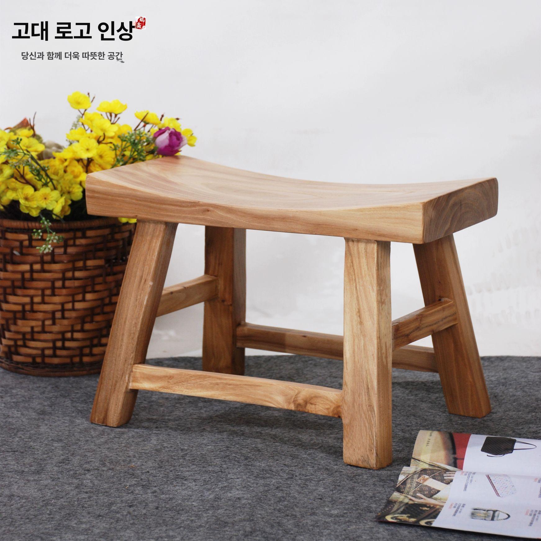 우드 스툴 카페 스타일 낮은 의자 현관 좌석 인테리어 소품 월넛 컬러 디자인 체어 - 상세 이미지 3