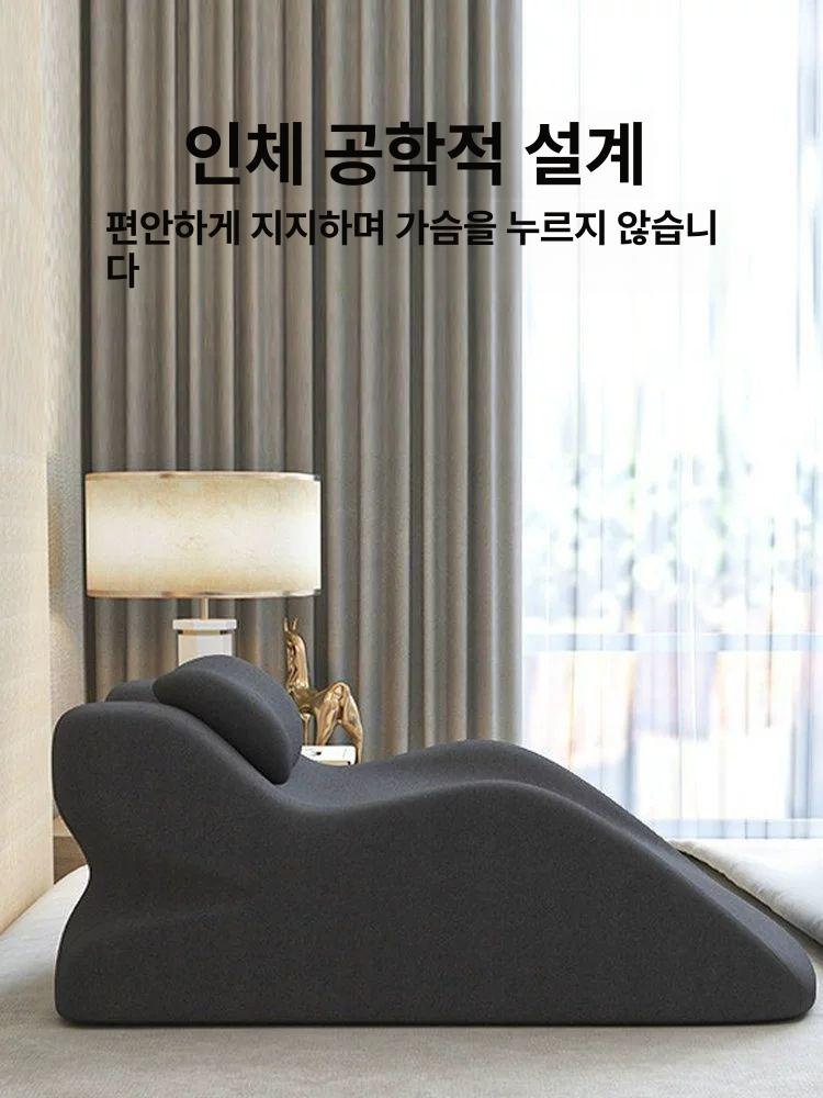 엎드리는쿠션 베개 삼각 턱받침 보호 엎드리는베개 받침 스트레칭 침대 등쿠션 다크그레이 - 상세 이미지 2
