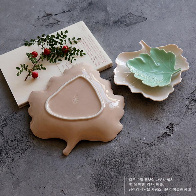 일본 단풍나무 세라믹 간식 포크 플레이트 식기 받침대 디저트 일식 그릇 선물 앞접시 - 상세 이미지 2