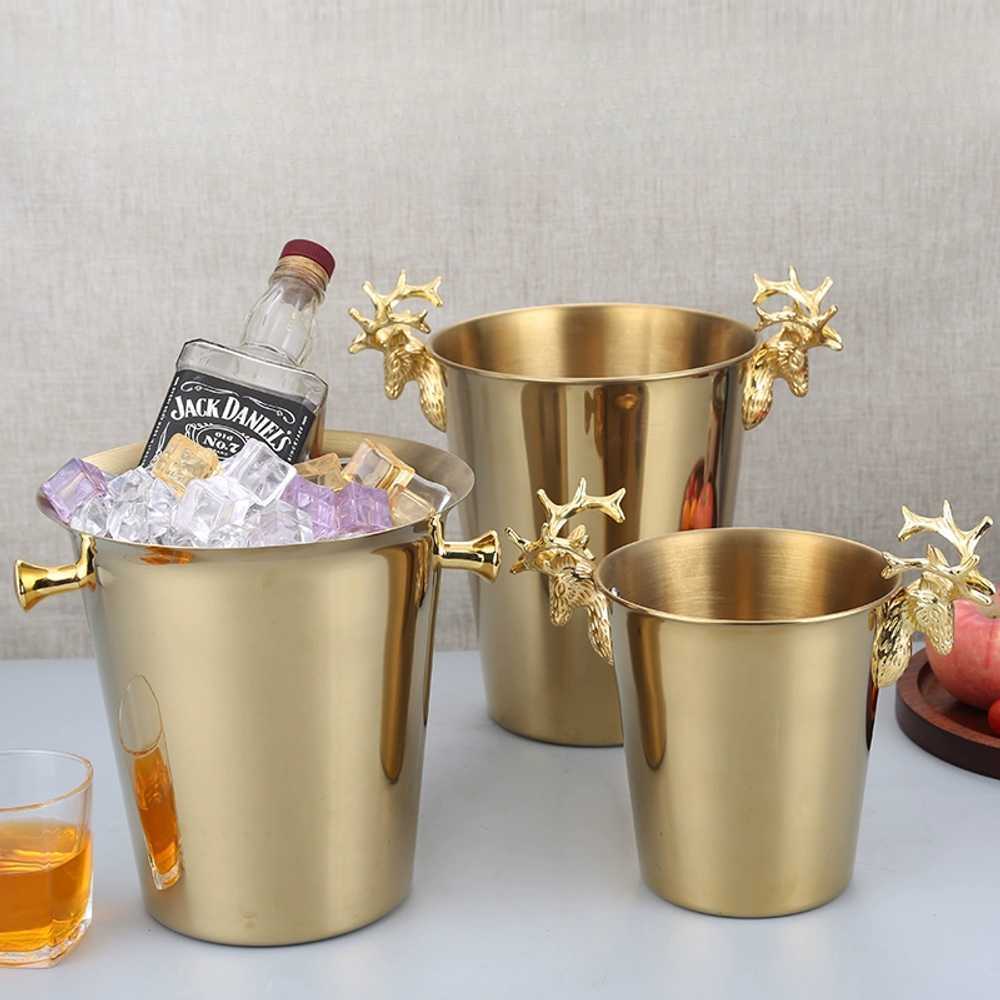 와인 쿨러 골드 사슴머리 바구니 얼음통 홈바 사케 아이스버켓 맥주 칠링 바스켓 - 상품 이미지