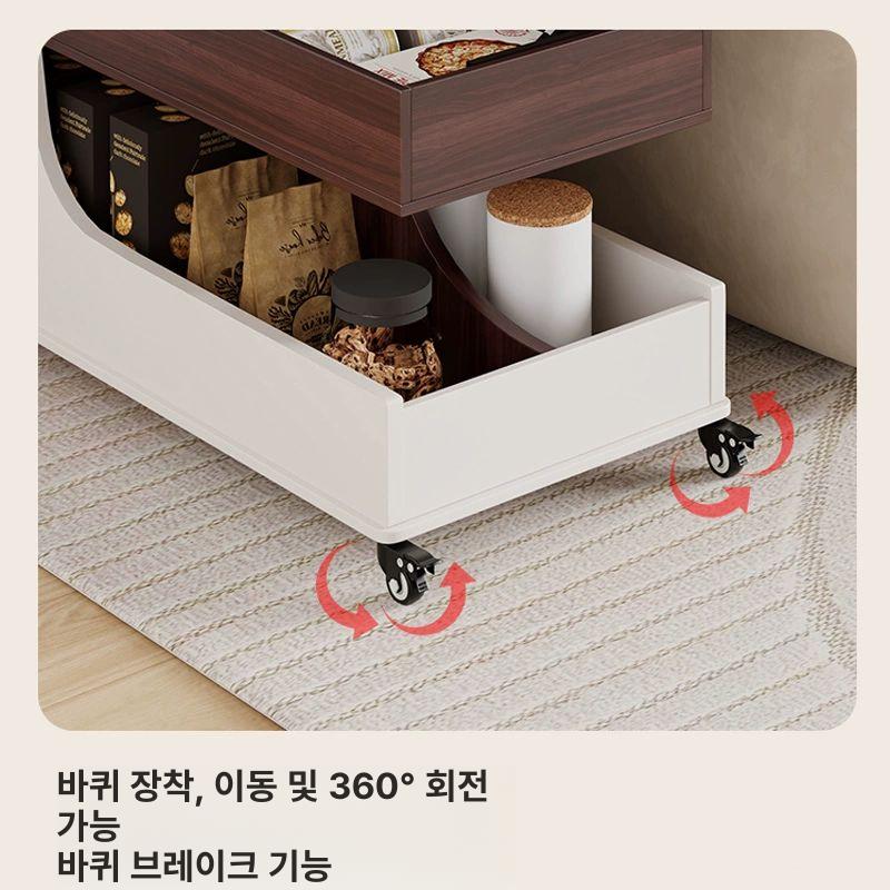 리프트업 사이드테이블 높이조절 이동식 선반 협탁 유압식 서랍 다기능 리프팅 - 상세 이미지 4